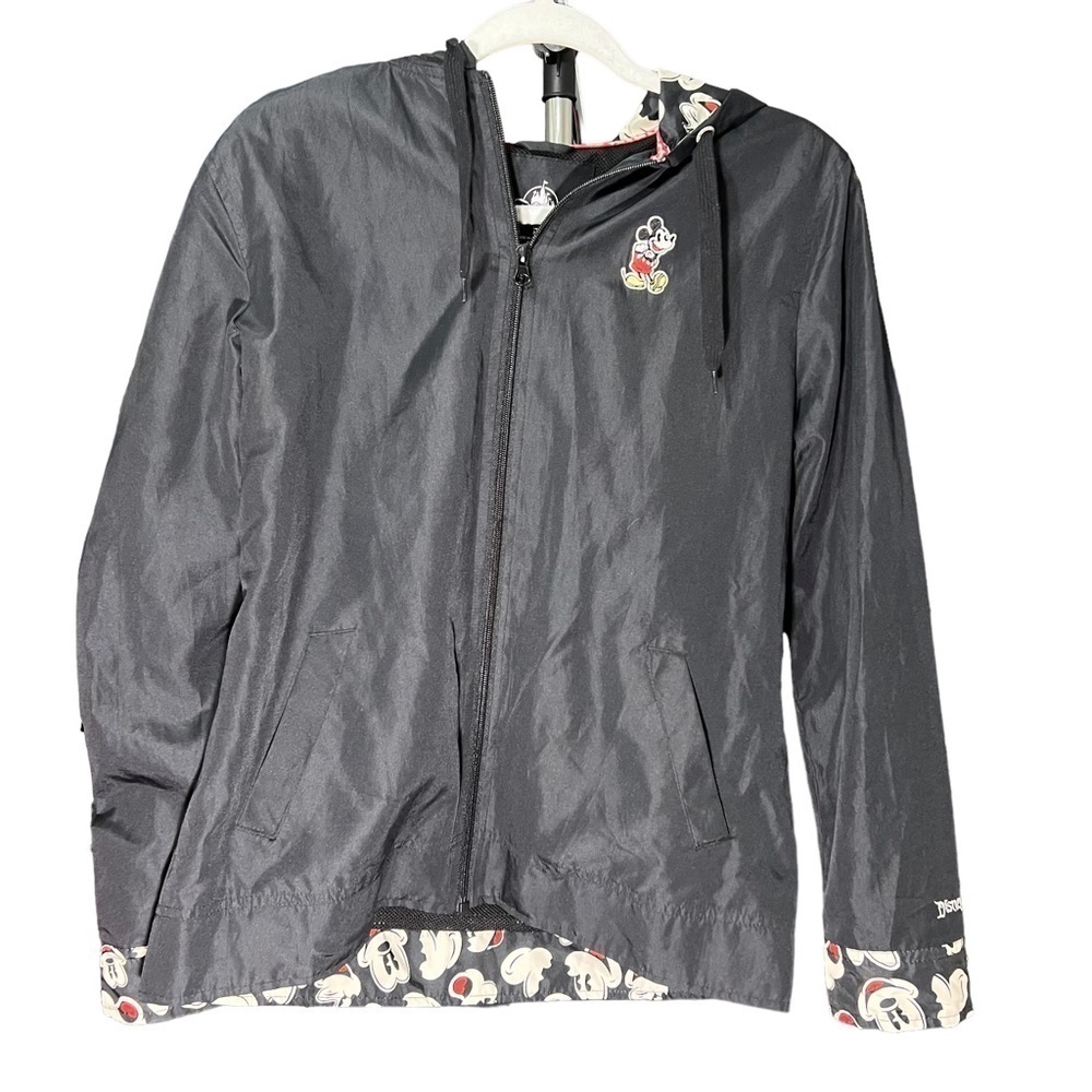 Disney Parks Mickey Mouse Black Zip Up Hooded Windbreaker Men’s S